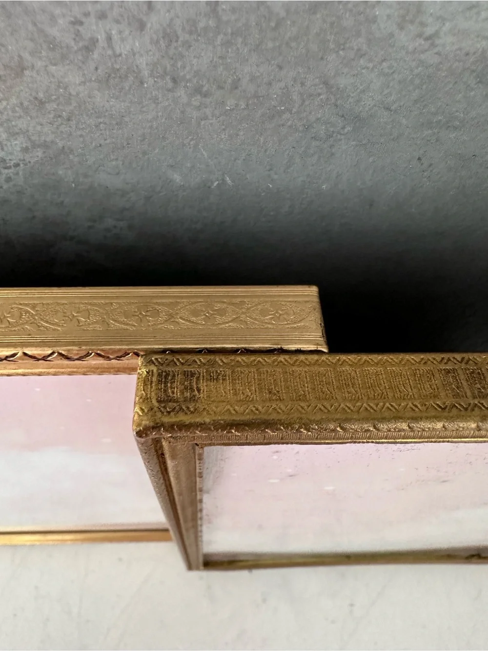 2 Vintage Neoclassical Embossed ORNATE Brass GOLD Picture Frame 8X10